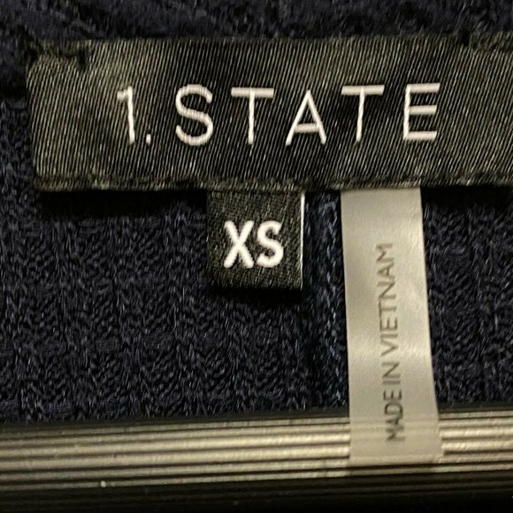 1.State Women's Size XS Waffle-Knit Ribbed Surplice Wrap Top Shirt Solid Black - Picture 4 of 7